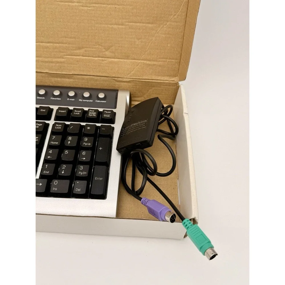 A4Tech RFKB-15 Wireless Multimedia Keyboard w/ RX-252 Receiver PS/2 Vintage